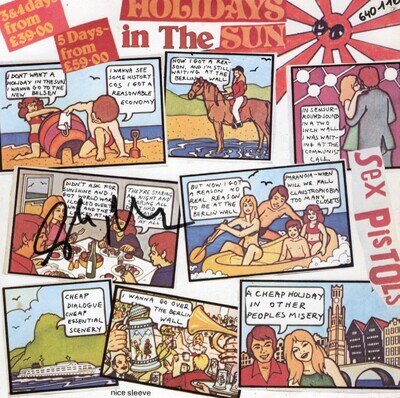 GLEN MATLOCK AUTOGRAPH SEX PISTOLS HOLIDAY IN THE SUN 7" 1977 SIGN PHOTO PROOF