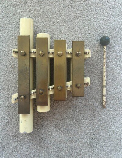 Vintage J.C. Deagan Railroad Dinner Chime 4 Bell Xylophone w/ Mallet