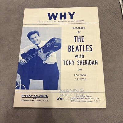 Beatles/ Tony Sheridan/ Pete Best -Why-Original RARE 1964 Sheet music song sheet