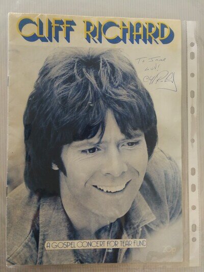 CLIFF RICHARD handsigned 10x8" Gospel Tear Fund Concert Programme Autograph