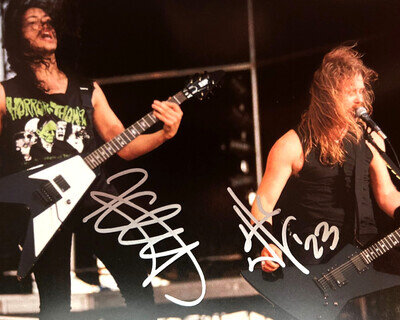 METALLICA Signed (JAMES HETFIELD & KIRK HAMMETT) 8x10" Authentic Autograph w/COA