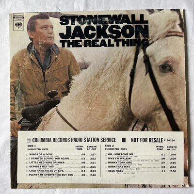 Stonewall Jackson - The Real Thing 1970 PROMO LP, Song Sticker RARE c-30254