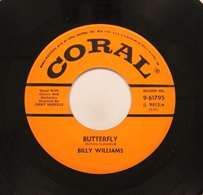 Billy Williams - 45 - Butterfly / The Pied Piper On Coral VG+