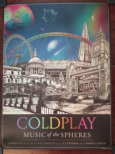 Coldplay Music of the Spheres Tour Wembley Poster FIRST EDITION