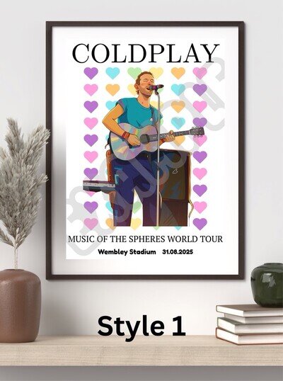Coldplay Music of the Spheres World Tour Poster – Wembley Stadium Night 5 Print