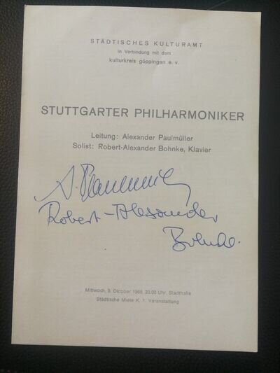 ROBERT ALEXANDER BOHNKE ALEXANDER PAULMULLER Signed Programme Autograph Pianists