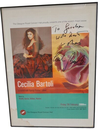 Cecilia Bartoli Signed Concert Poster Glasgow Royal Concert Hall 1999 Autograph