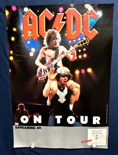 Rare Original AC/DC "Flick Of The Switch" 1983 Tour Record Store PROMO POSTER NM