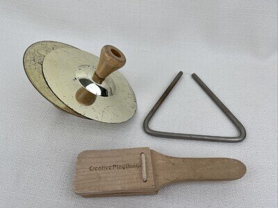 Vintage Kids Musical Instruments - Cymbals, Triangle, Creative Clapper Children