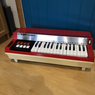 VINTAGE 1970s BONTEMPI HIT ORGAN HO298TG BREVETTATO ITALY RED & WHITE