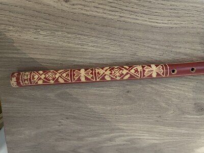 Vintage Wooden Flute South American Carved
