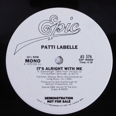 PATTI LABELLE It's Alright With Me EPIC 12" VG+/VG++ promo HEAR