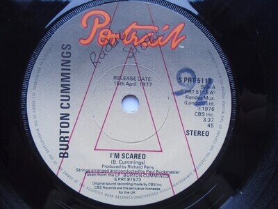 Burton Cummings I'm Scared 7" Portrait SPRT 5118 EX 1977 promo