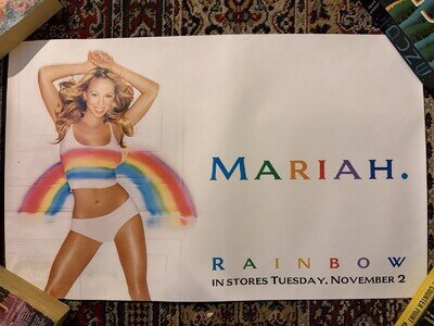 MARIAH CAREY RAINBOW #1s Xmas- LTD. ED PROMO POSTER NEW NM 18" × 20" 2 SIDED