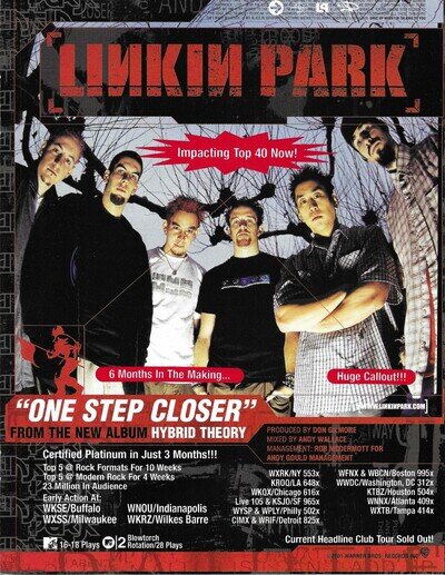 LINKIN PARK Vintage One Step 2001 PROMO TRADE AD Poster for Hybrid CD 8.5x11