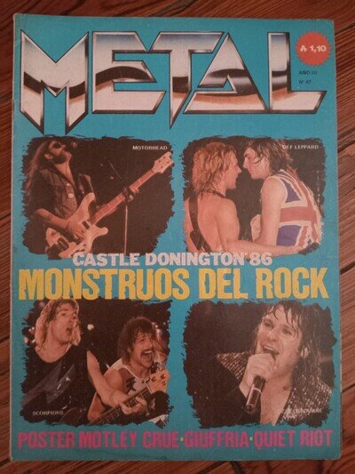 OZZY OSBOURNE- MOTORHEAD ARG 1986 - Original METAL Mag- MOTLEY CRUE POSTER !!