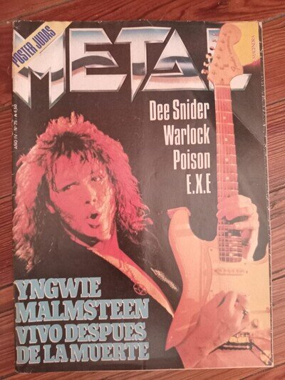 YNGWIE MALMSTEEN ARGENTINA 1987 - Original METAL Mag- JUDAS PRIEST POSTER!!!!