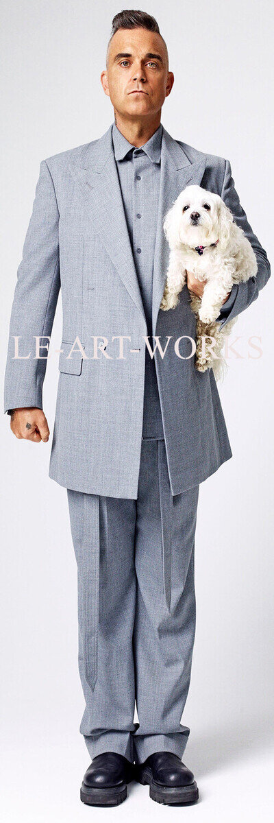 LIFE SIZE ROBBIE WILLIAMS WITH DOG POP STAR SINGER TAKE THAT CANVAS POSTER ART