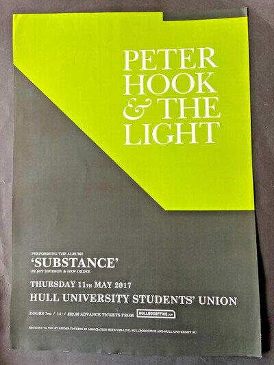 Peter Hook & The Light 'Substance' Poster 2017 * Joy Division / New Order *