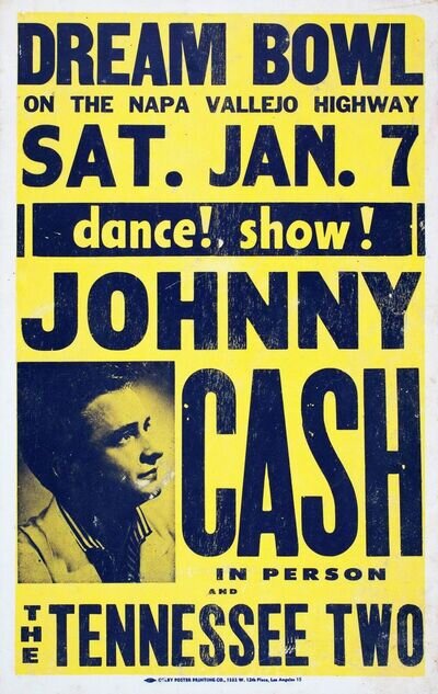 Johnny Cash Dream Bowl 16" x 12" Photo Repro Concert Poster