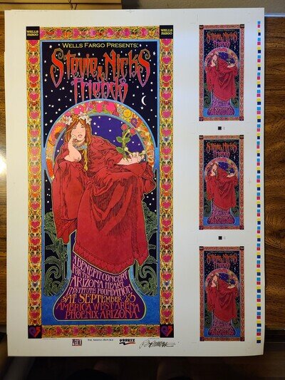 Stevie Nicks Original Concert Art Print Poster Uncut Sheet Signed Bob Masse