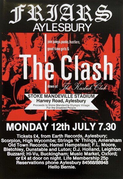 THE CLASH Concert Poster - Friars, Aylesbury 1982 PUNK Band 16.5"x12" reprint