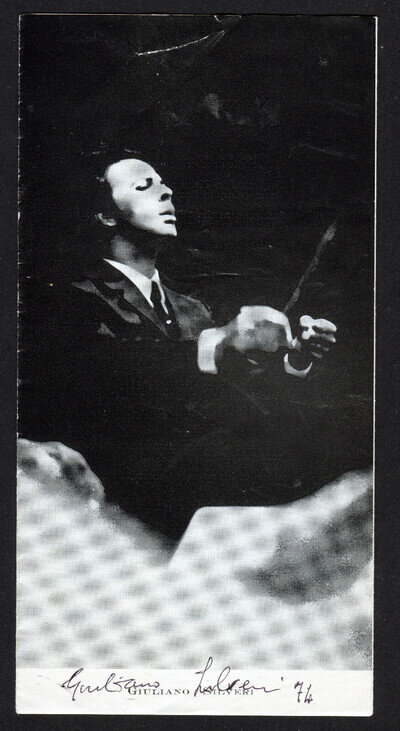 Italian Conductor Giuliano Silveri, Rare Hand Signed Leaflet Autograph 1974