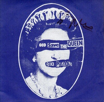 GLEN MATLOCK AUTOGRAPH SEX PISTOLS GOD SAVE THE QUEEN 7" 1977 SIGN PHOTO PROOF