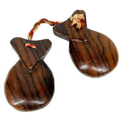 Wooden Castanets Hand Carved Vintage Musical Instrument Percussion Latin Rhythm