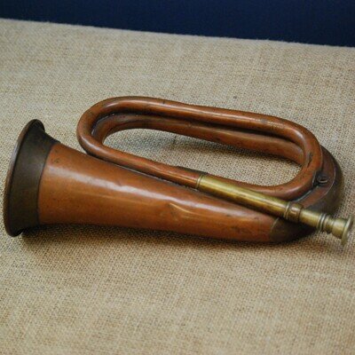 VINTAGE BRASS COPPER BUGLE HORN PARADE SIGNALING INSTRUMENT