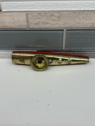 Vintage Metal Kazoo Co. Inc. Eden NY Red Gold Toy Musical Instrument Nostalgic