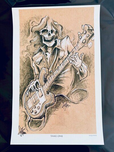 Squindo TAKE ONE Cliff Burton Print Poster, metallica, no foil bass pop up shop