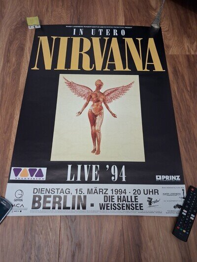 Nirvana In Utero German tour poster original 1994 Berlin Kurt Cobain Dave Grohl