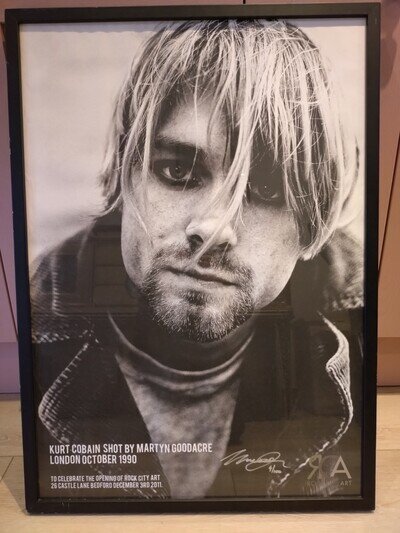 Kurt Cobain Large Framed Signed Poster 24.5 inches X 34.5 inches