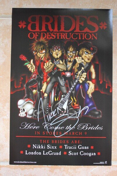Nikki Sixx Signed Brides Of Destruction Motley Crue Album Poster Autographed BOD