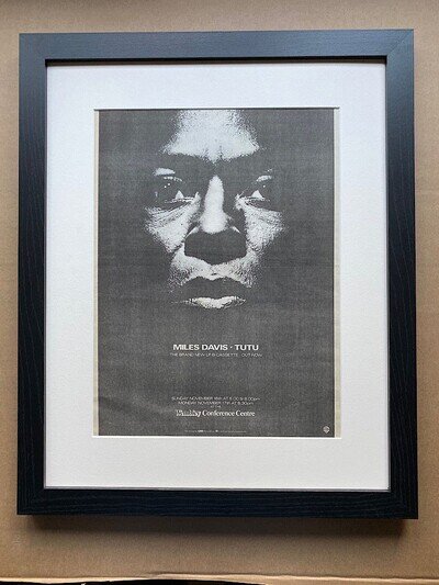 MILES DAVIS TUTU (FRAMED) POSTER SIZED original music press advert from 1986 -cr