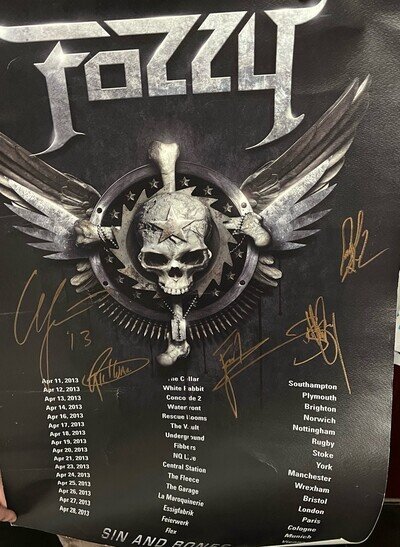 Fozzy Band Poster Autographed Signed Chris Jericho