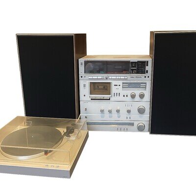 Vintage Sharp Hi-Fi System with Speakers and Technics Turntable