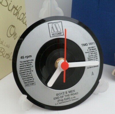 BOYZ II MEN CLOCK Side Table Desk Top Upcycled Vinyl Record Hit Single Size 4"