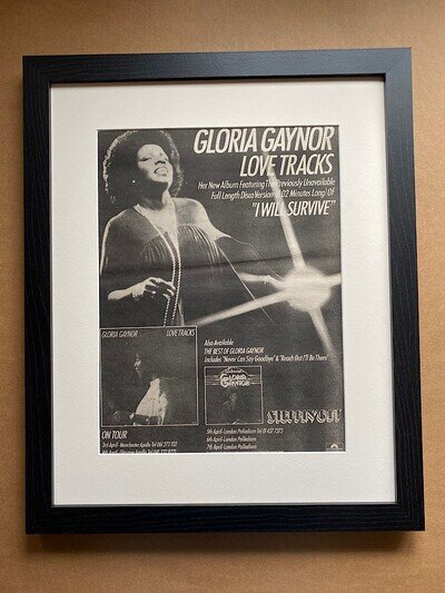 GLORIA GAYNOR I WILL SURVIVE / LOVE TRACKS (FRAMED) POSTER SIZED original music