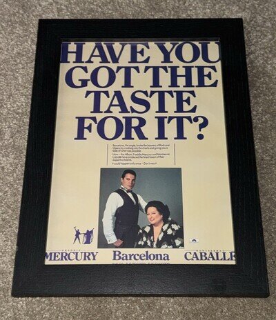 Freddie Mercury Barcelona Promotional Poster Framed A4