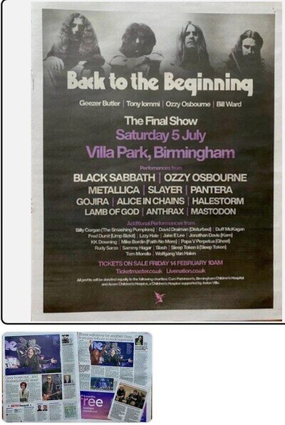 4 Ozzy Osbourne RIP Tribute Live Final Tour News Advert Poster 14x11 ROLLED TUBE