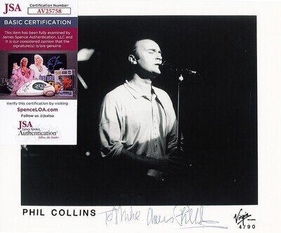 1990 -PHIL COLLINS- JSA Signed/Autograph/Auto Vintage 8x10 Music Promo Photo