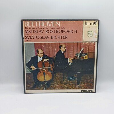 PHILIPS HIFI STEREO BEETHOVEN ROSTROPOVICH RICHTER CELLO SONATAS 835182/83 AY