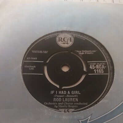 ROD LAUREN 7" Vinyl If I Had A Girl/No Wonder 45-RCA-1165 1959