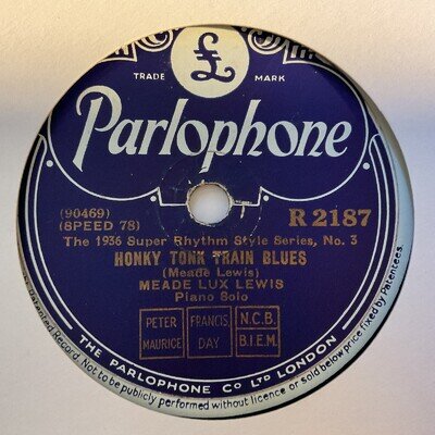 MEADE LUX LEWIS Honky Tonky Train Blues Ex UK Parlophone R 2187 Jazz 78 RPM
