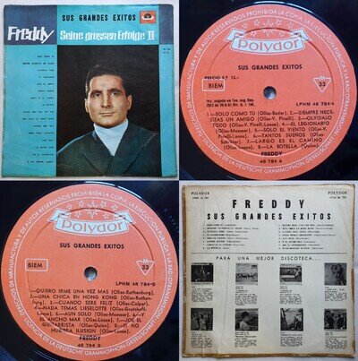 FREDDY QUINN SEINE GROSSEN ERFOLGE II (Vol. 1) 1964 MONO UNIQ CVR CHILEAN 1st PR