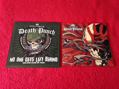 FIVE FINGER DEATH PUNCH HARD TO SEE & NO ONE GETS LEFT BEHIND 2 X 7" VINYL MINT