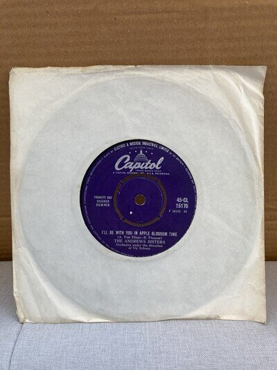 The Andrews Sisters I’ll Be WithYou In Apple Blossom Time 7” Vinyl SingleCL15170