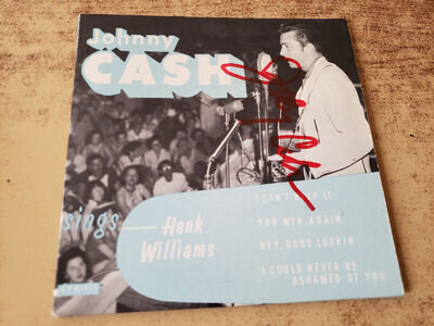 HAND SIGNED 1950s EXCELLENT Johnny Cash Sings Hank Williams SLEEVE ONLY 45